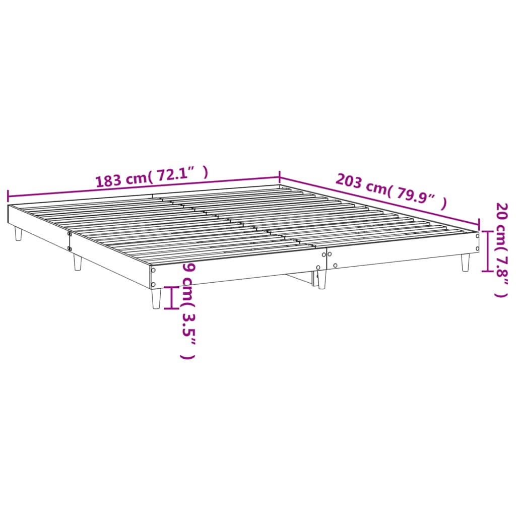 Bed Frame Grey Sonoma 120x200 cm Engineered Wood