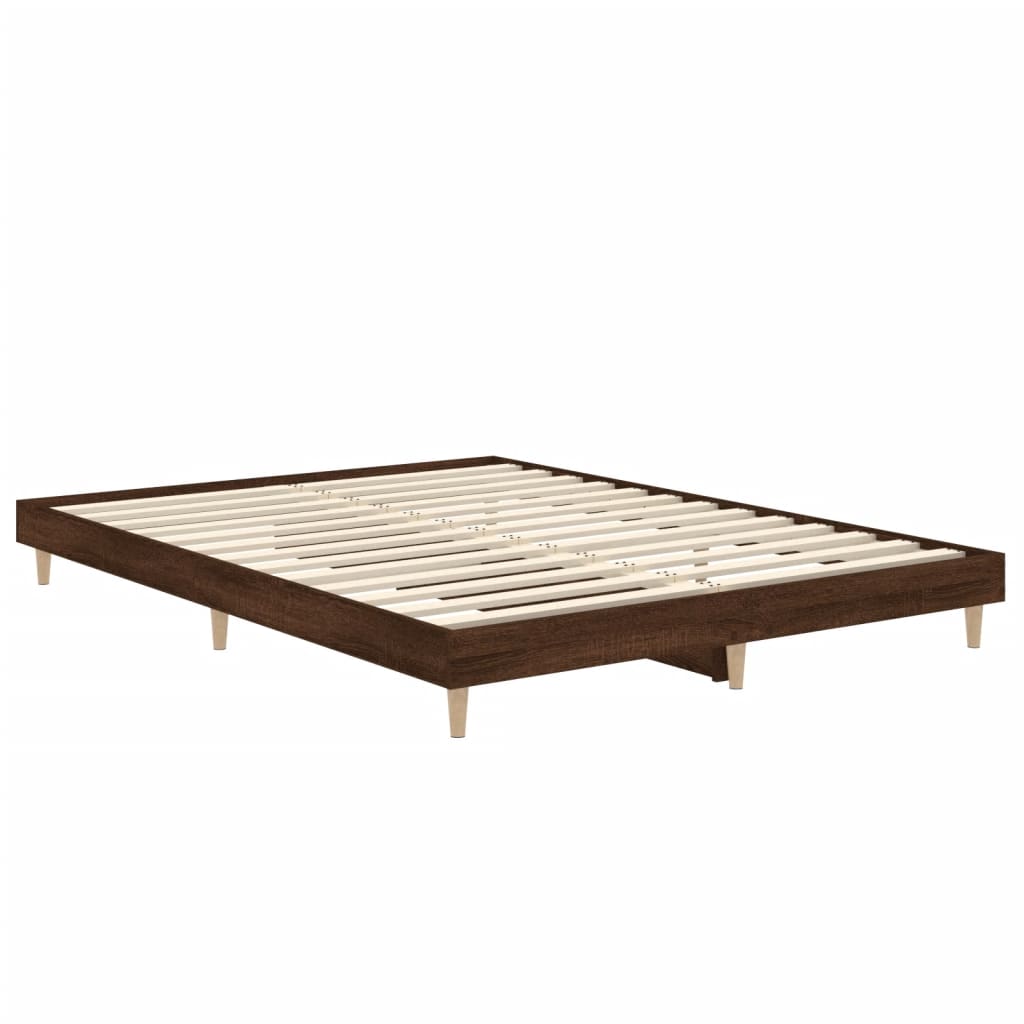 Bed Frame Brown Oak 135x190 cm Double Engineered Wood