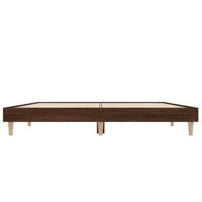 Bed Frame Brown Oak 135x190 cm Double Engineered Wood