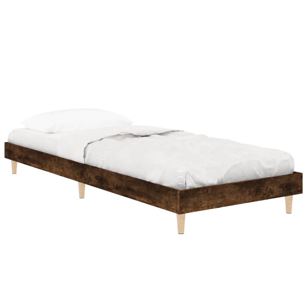 Bed Frame Smoked Oak 75x190 cm Small Single Engineered Wood