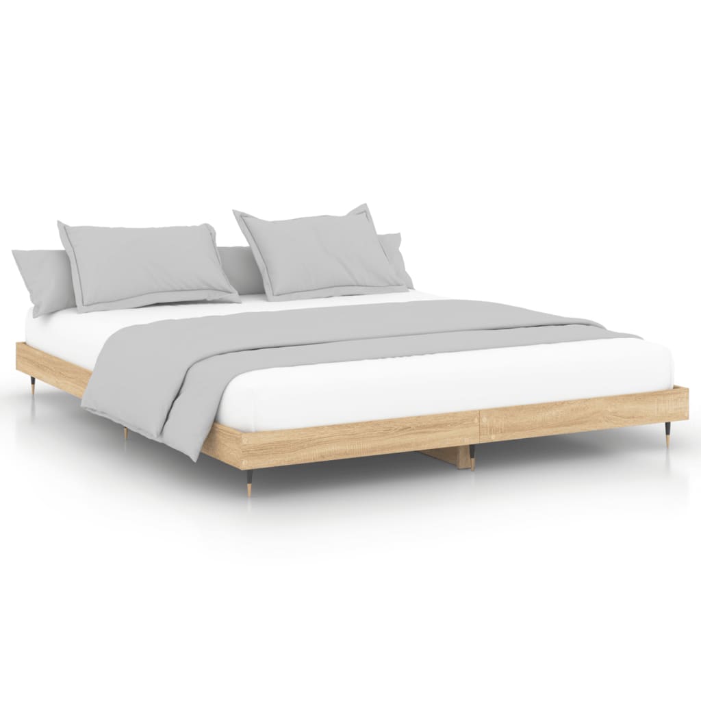 Bed Frame Sonoma Oak 200x200 cm Engineered Wood