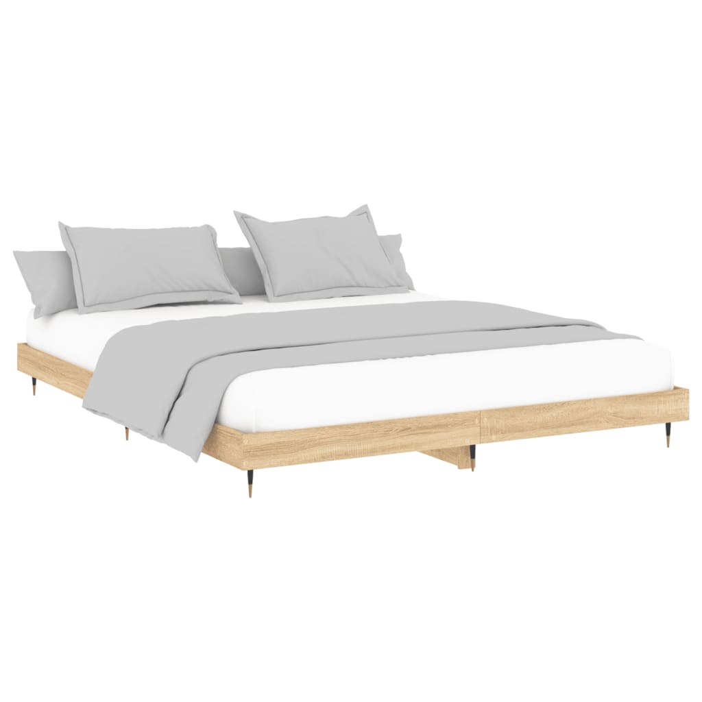 Bed Frame Sonoma Oak 200x200 cm Engineered Wood