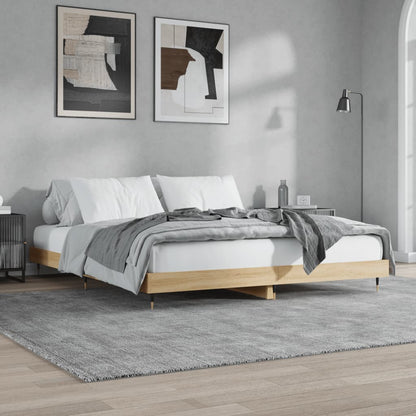 Bed Frame Sonoma Oak 200x200 cm Engineered Wood