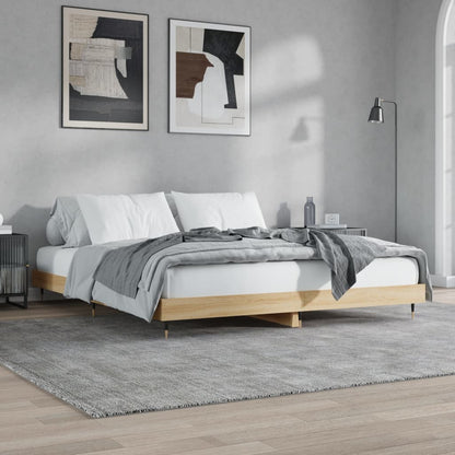 Bed Frame Sonoma Oak 150x200 cm King Size Engineered Wood