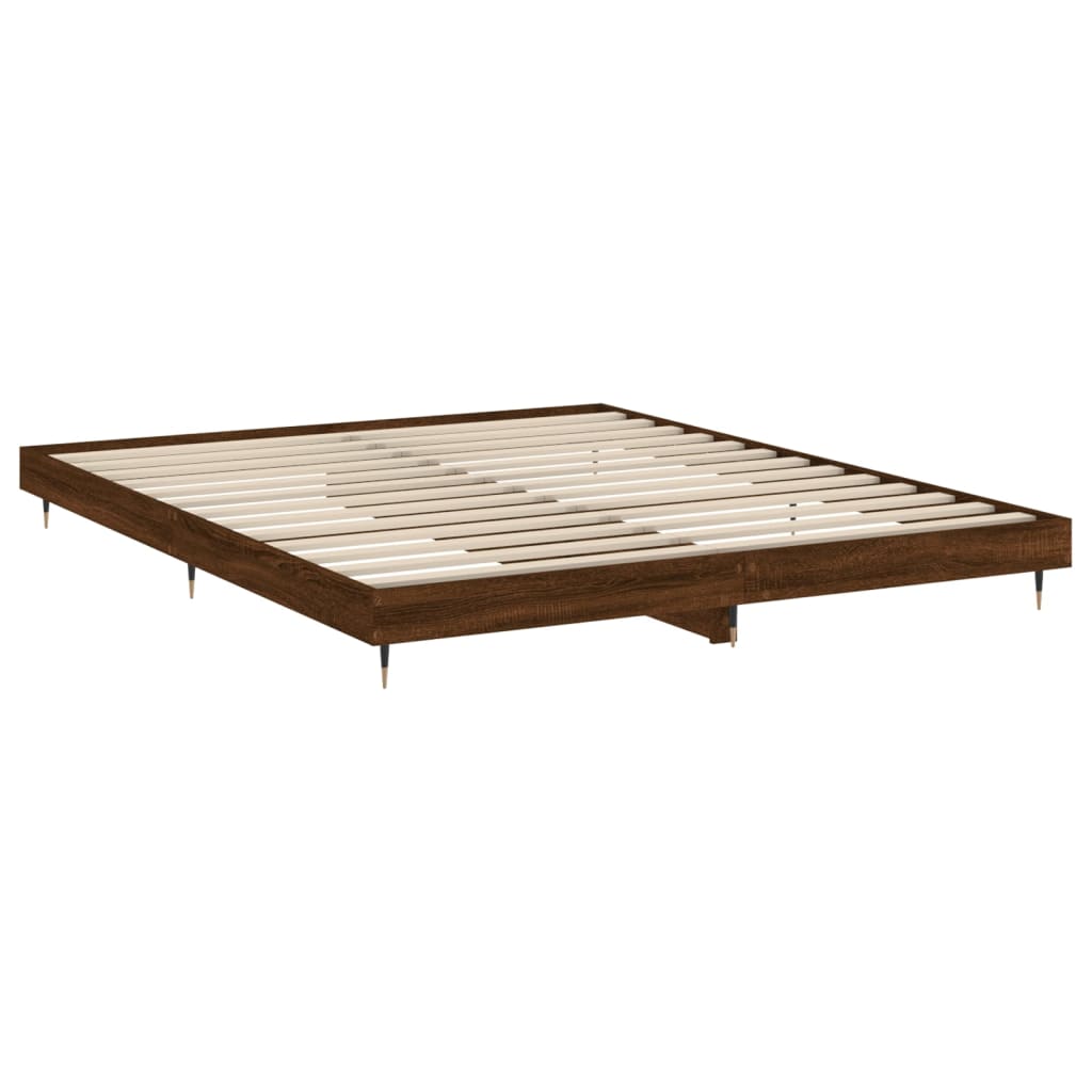 Bed Frame Brown Oak 150x200 cm King Size Engineered Wood