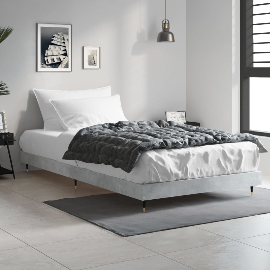 Bed Frame Concrete Grey 90x190 cm Single Engineered Wood