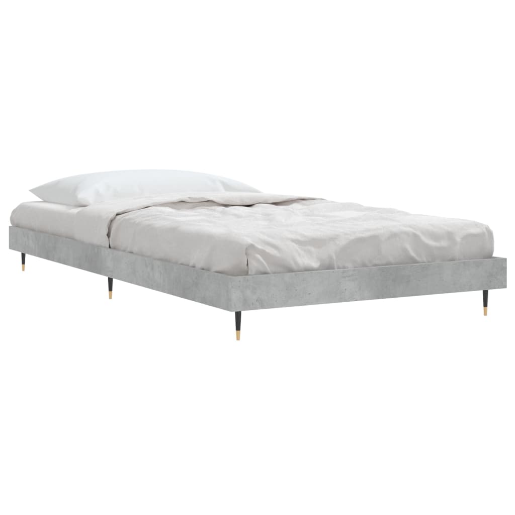 Bed Frame Concrete Grey 90x190 cm Single Engineered Wood