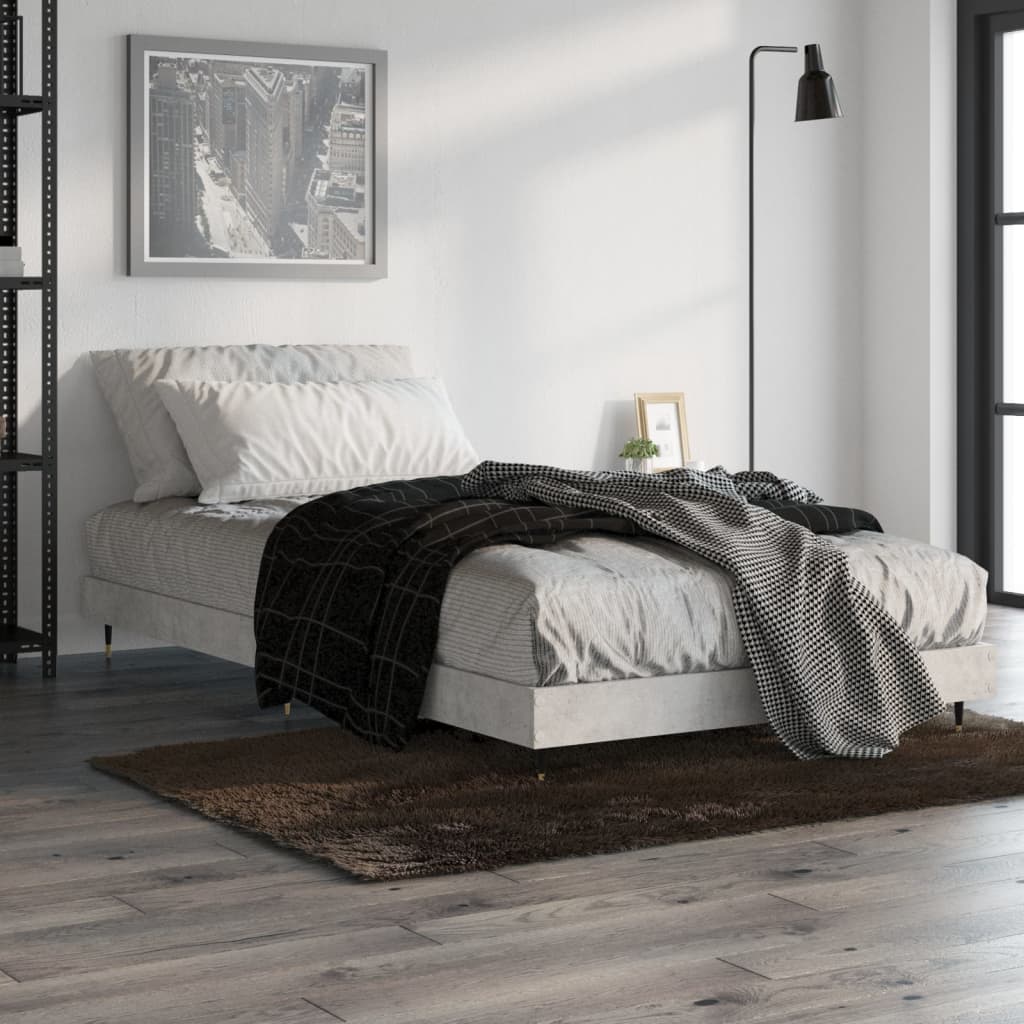 Bed Frame Concrete Grey 90x190 cm Single Engineered Wood