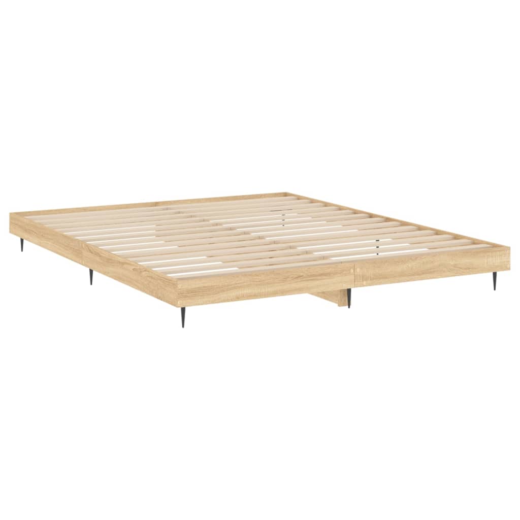 Bed Frame Sonoma Oak 200x200 cm Engineered Wood