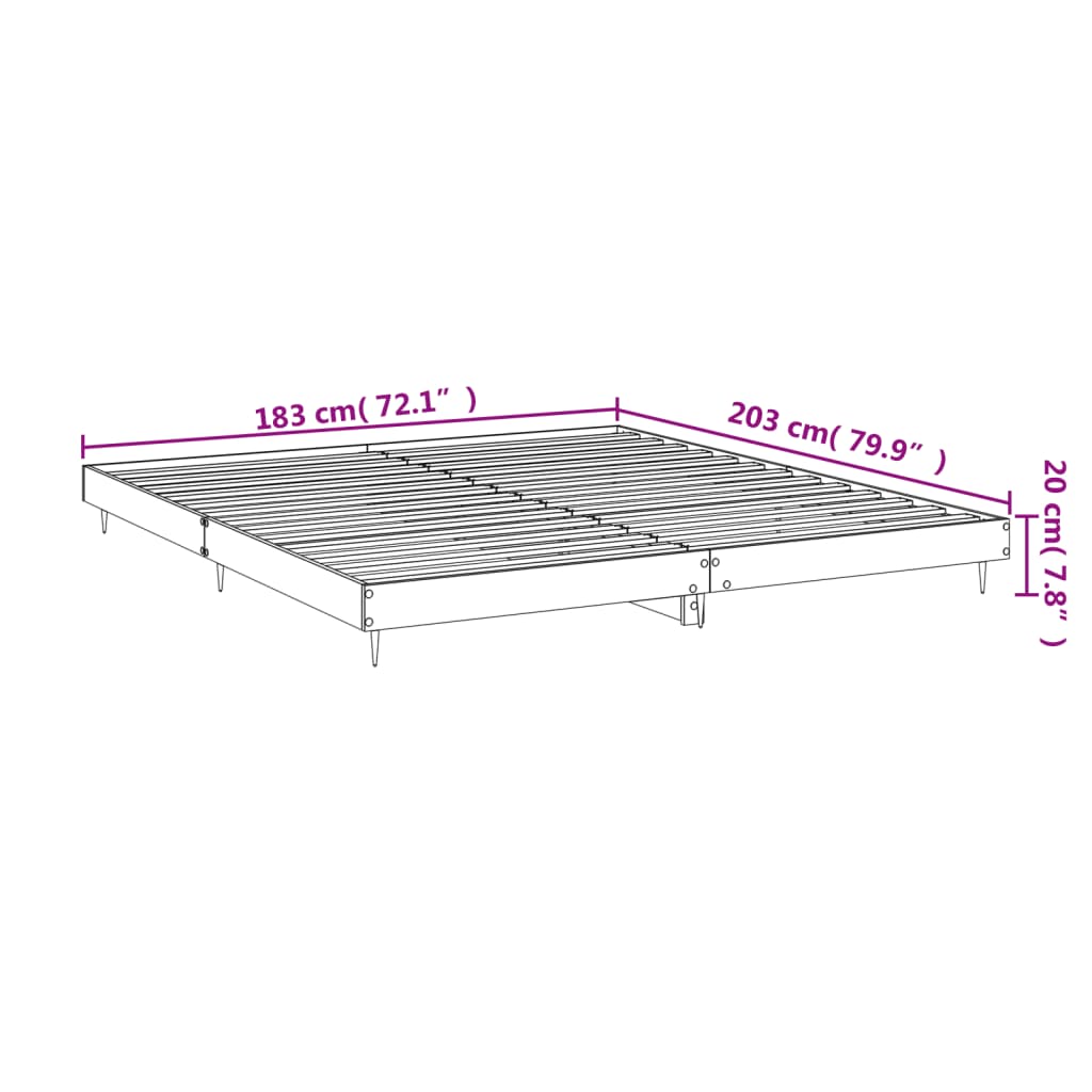 Bed Frame White 180x200 cm Super King Engineered Wood