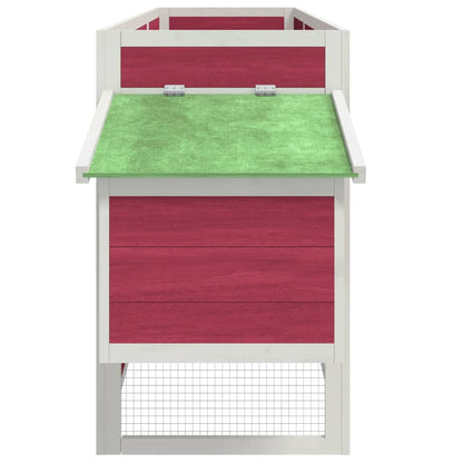 Chicken Coop Red 204x50x84 cm Solid Wood Pine