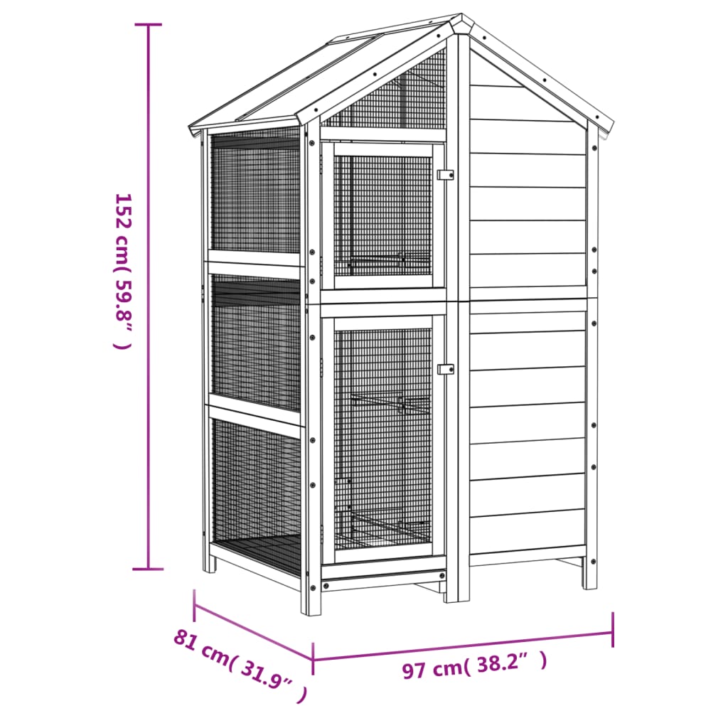 Bird House Brown 97x81x152 cm Solid Wood Pine