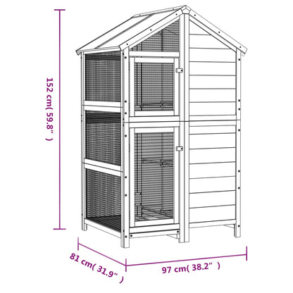 Bird House Grey 97x81x152 cm Solid Wood Pine