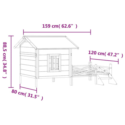 Dog Kennel Brown 159x120x88.5 cm Solid Wood Pine