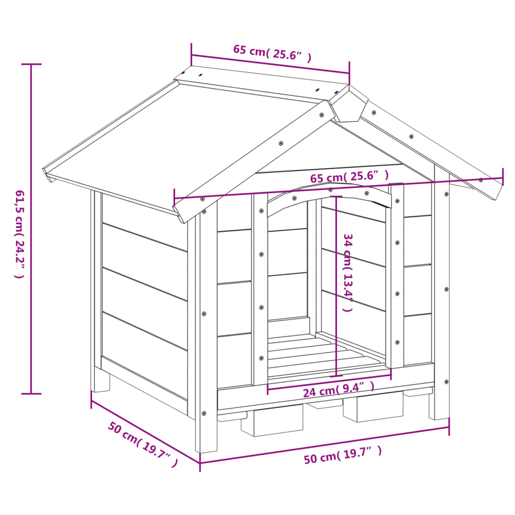 Dog Kennel Grey 65x65x61.5 cm Solid Wood Pine