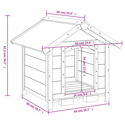 Dog Kennel Grey 65x65x61.5 cm Solid Wood Pine