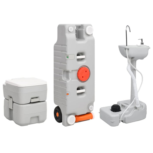 Portable Camping Toilet and Handwash Stand Set with Water Tank