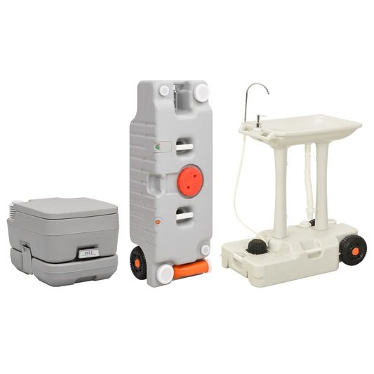 Portable Camping Toilet and Handwash Stand Set with Water Tank