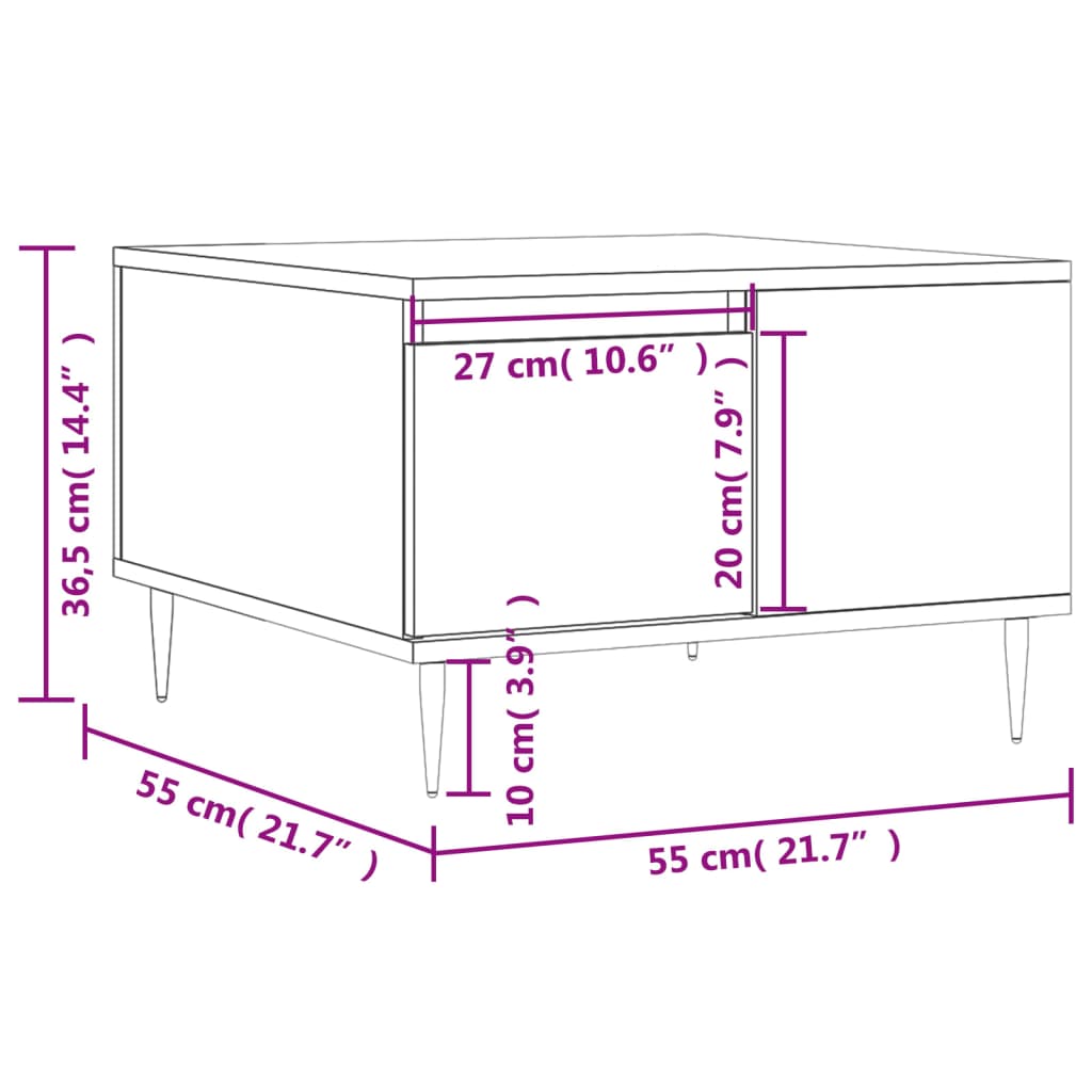 Coffee Table Black 55x55x36.5 cm Engineered Wood