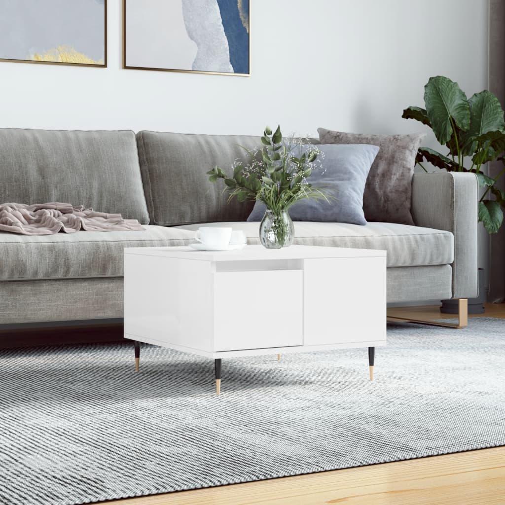 Coffee Table High Gloss White 55x55x36.5 cm Engineered Wood