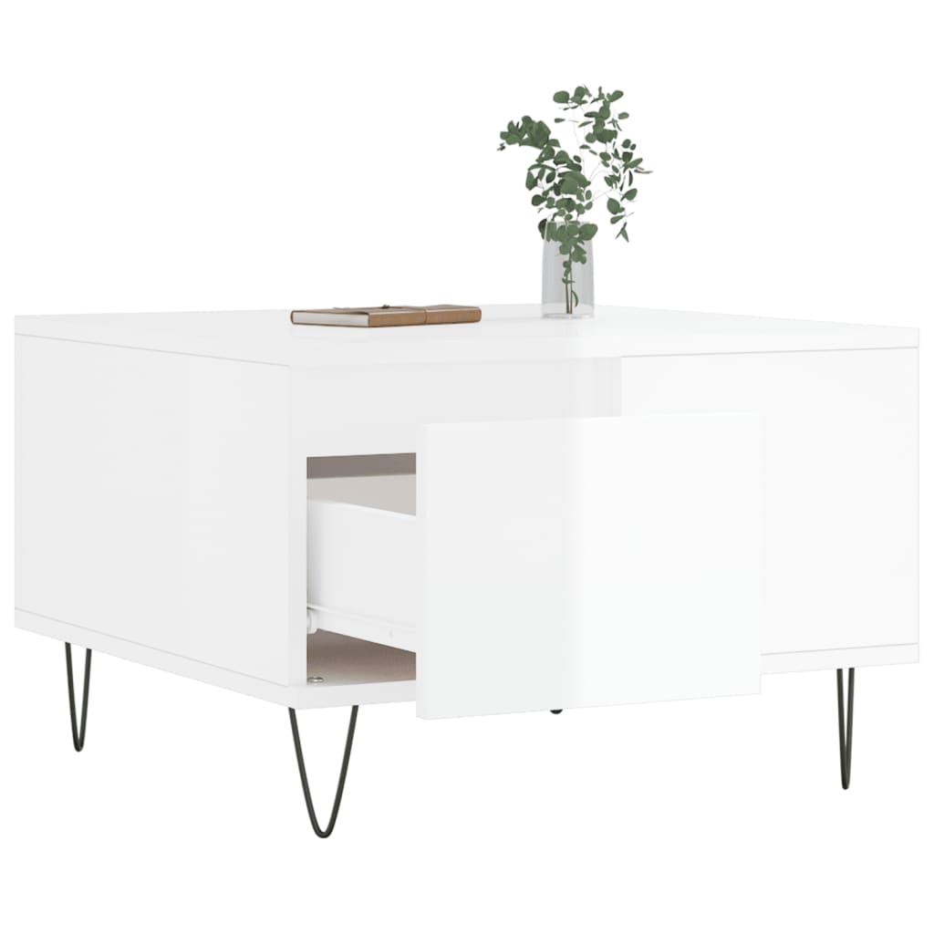 Coffee Table High Gloss White 55x55x36.5 cm Engineered Wood