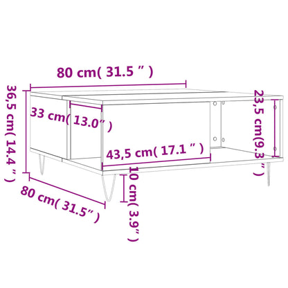 Coffee Table Black 80x80x36.5 cm Engineered Wood