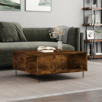 Coffee Table Smoked Oak 80x80x36.5 cm Engineered Wood