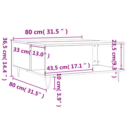 Coffee Table Grey Sonoma 80x80x36.5 cm Engineered Wood