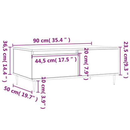 Coffee Table White 90x50x36.5 cm Engineered Wood