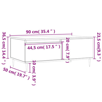 Coffee Table High Gloss White 90x50x36.5 cm Engineered Wood