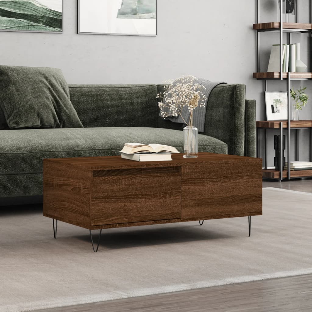 Coffee Table Brown Oak 90x50x36.5 cm Engineered Wood