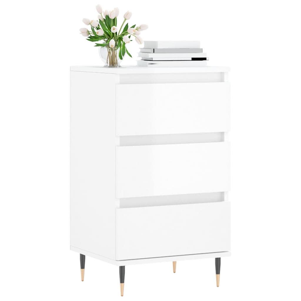 Sideboard High Gloss White 40x35x70 cm Engineered Wood