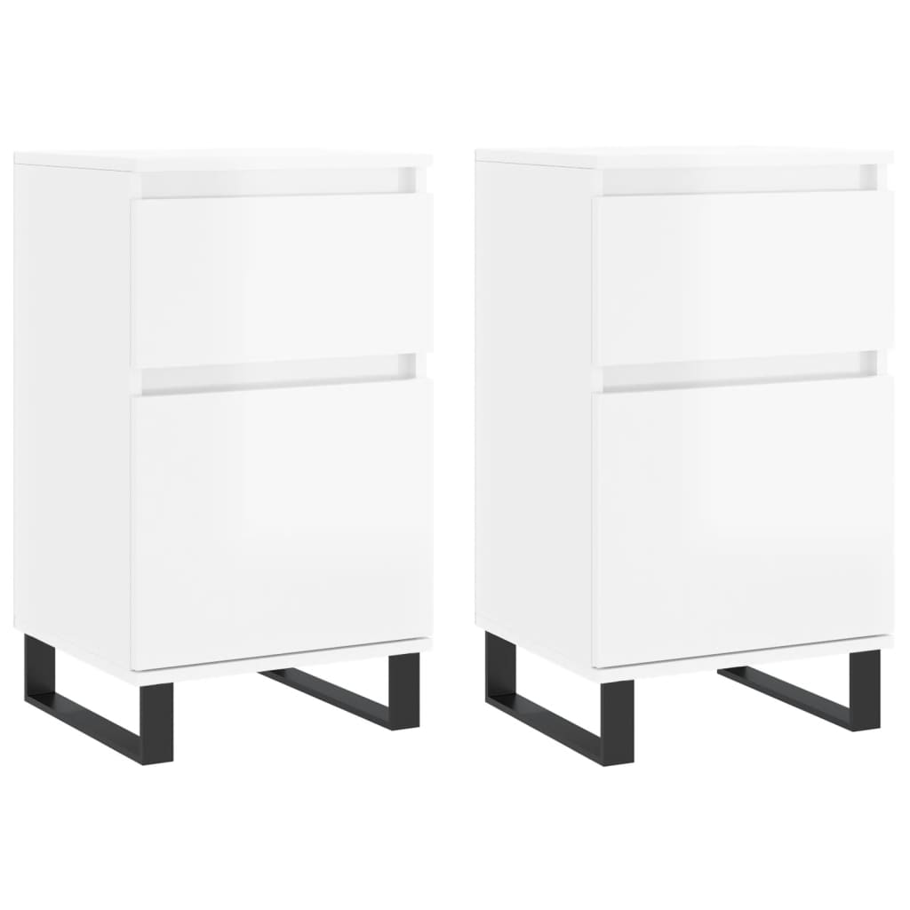 Sideboards 2 pcs High Gloss White 40x35x70 cm Engineered Wood