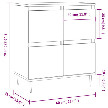 Sideboard High Gloss White 60x35x70 cm Engineered Wood