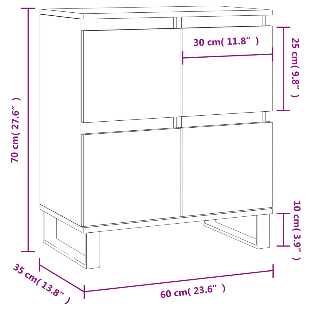 Sideboard Grey Sonoma 60x35x70 cm Engineered Wood