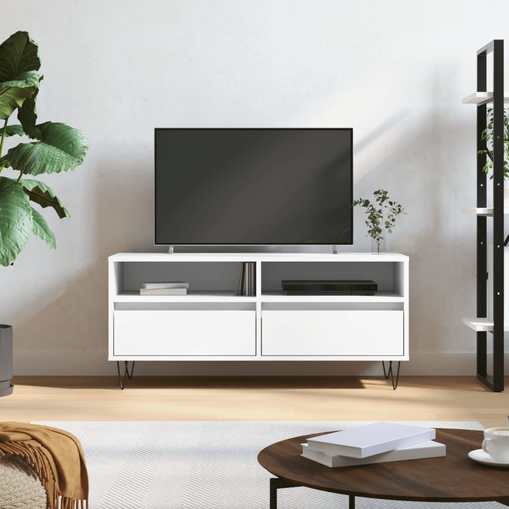 TV Cabinet White 100x34.5x44.5 cm Engineered Wood