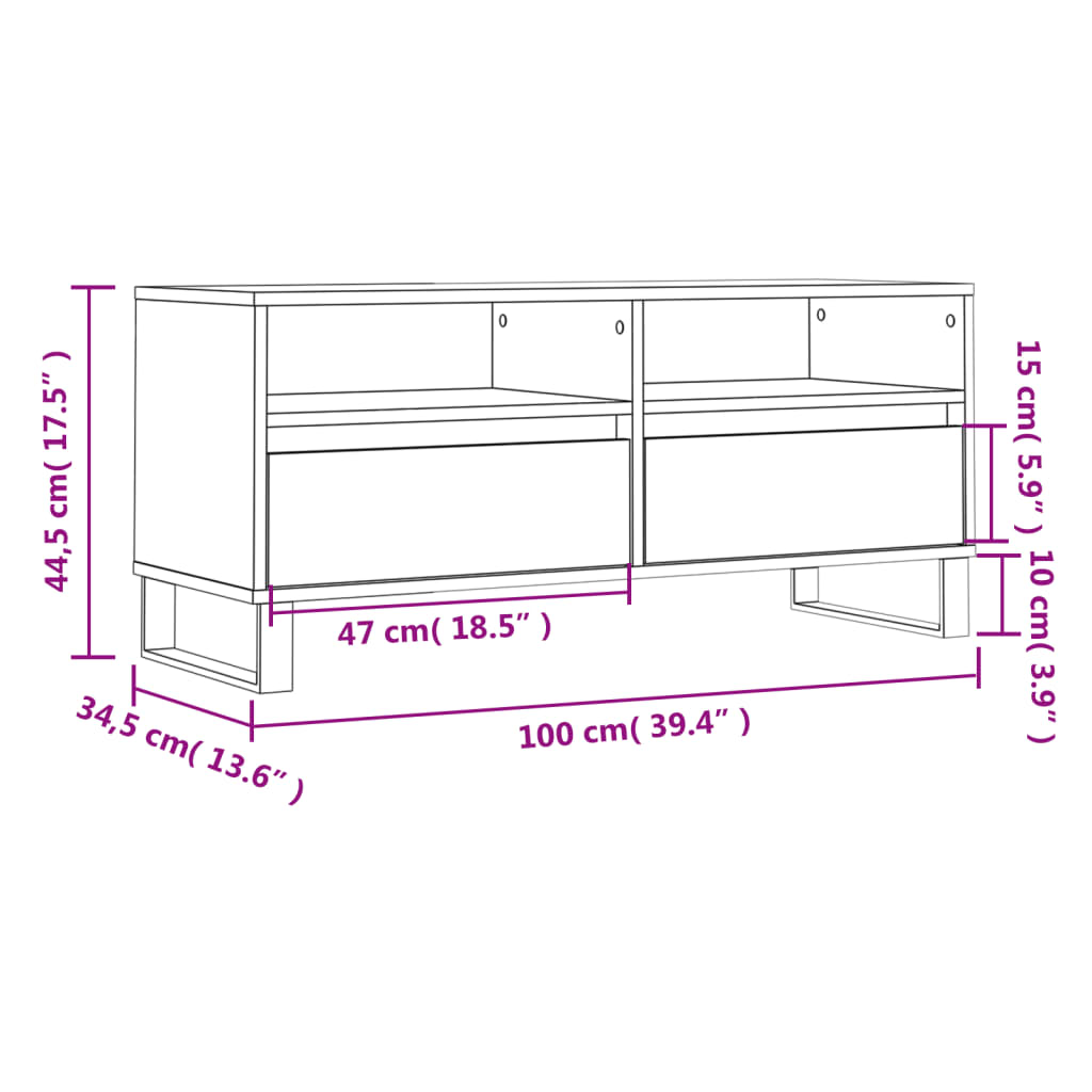 TV Cabinet Concrete Grey 100x34.5x44.5 cm Engineered Wood