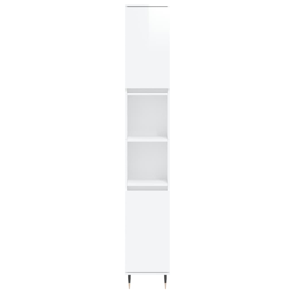 Bathroom Cabinet High Gloss White 30x30x190 cm Engineered Wood