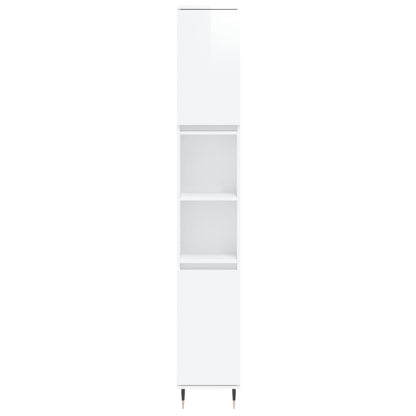 Bathroom Cabinet High Gloss White 30x30x190 cm Engineered Wood