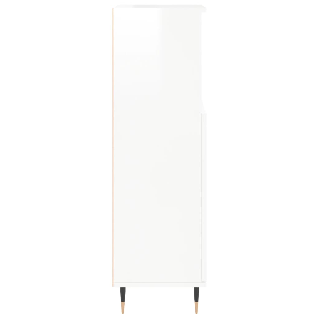 Bathroom Cabinet High Gloss White 30x30x100 cm Engineered Wood