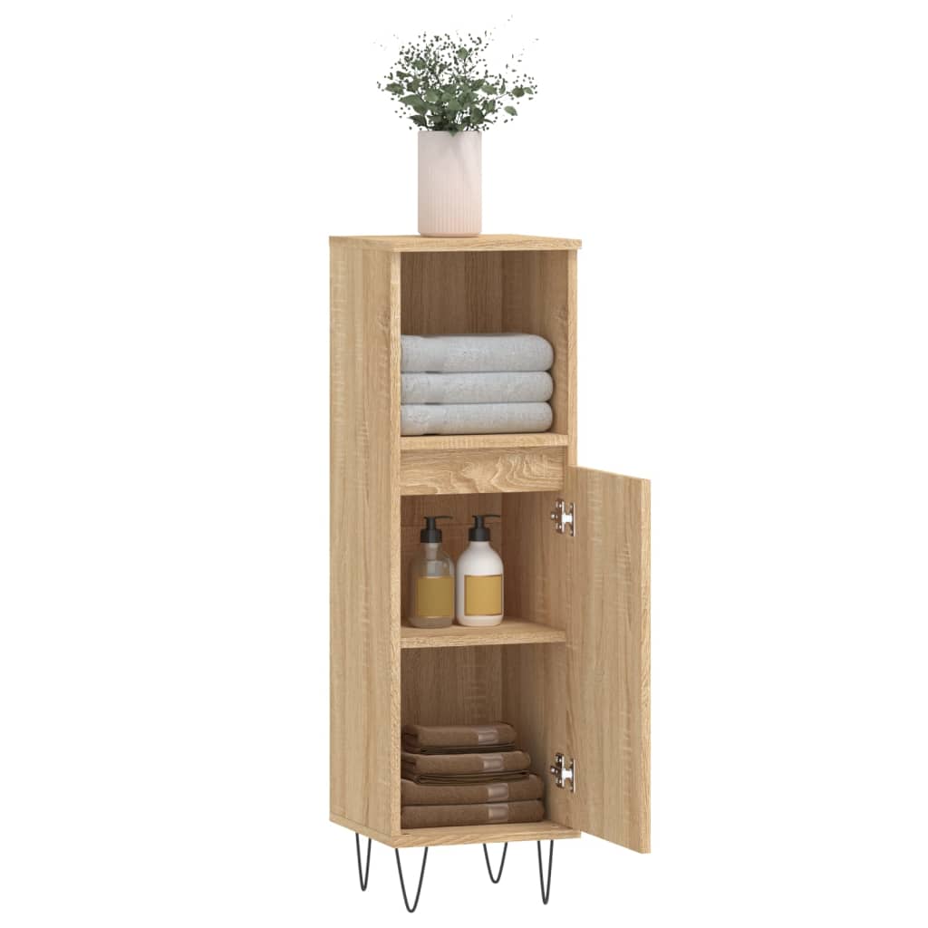 Bathroom Cabinet Sonoma Oak 30x30x100 cm Engineered Wood