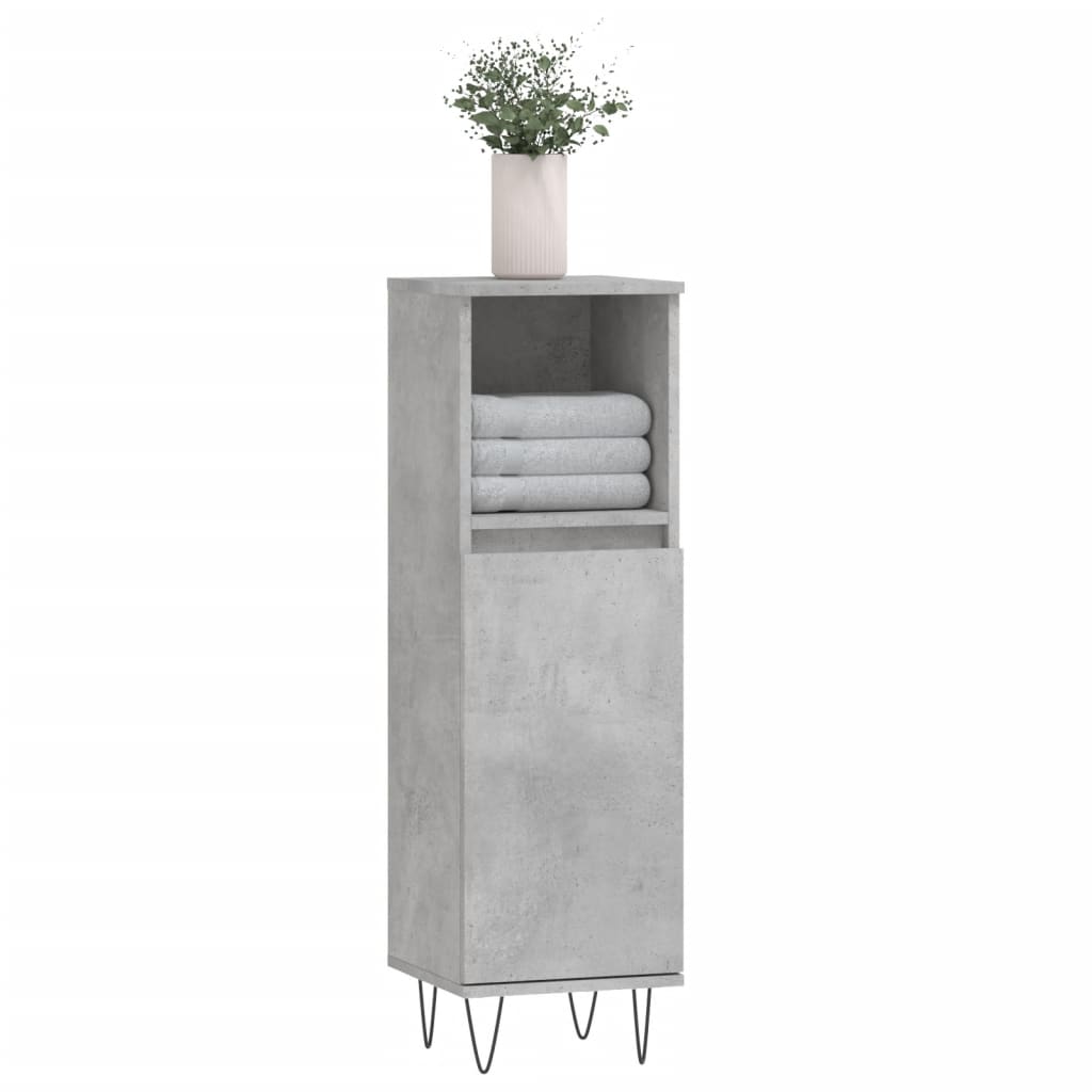 Bathroom Cabinet Concrete Grey 30x30x100 cm Engineered Wood