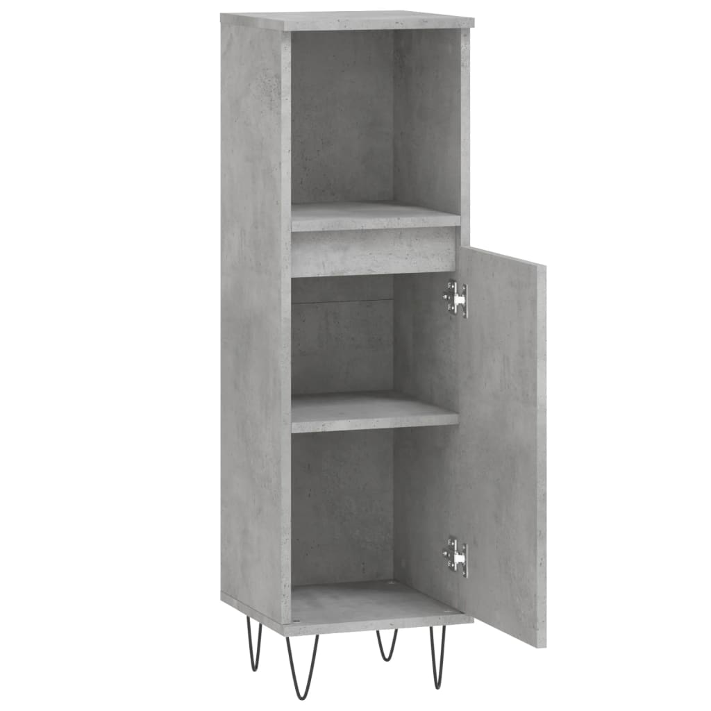 Bathroom Cabinet Concrete Grey 30x30x100 cm Engineered Wood