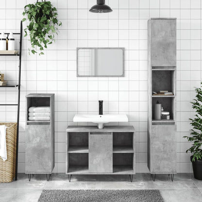 Bathroom Cabinet Concrete Grey 30x30x100 cm Engineered Wood