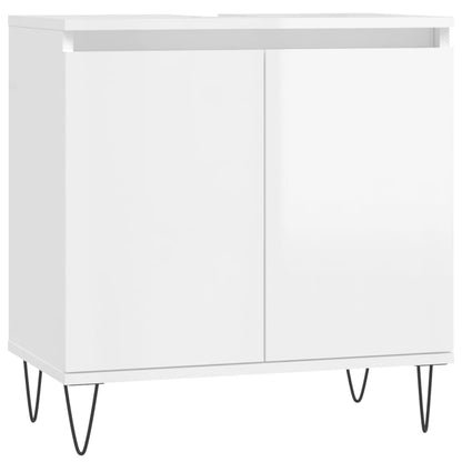 Bathroom Cabinet High Gloss White 58x33x60 cm Engineered Wood