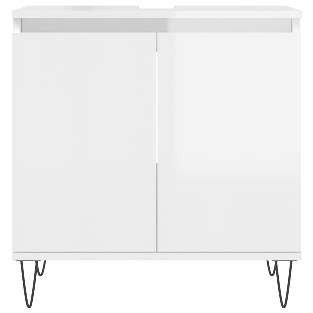 Bathroom Cabinet High Gloss White 58x33x60 cm Engineered Wood