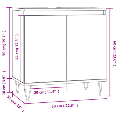 Bathroom Cabinet Brown Oak 58x33x60 cm Engineered Wood