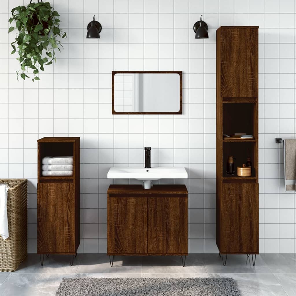 Bathroom Cabinet Brown Oak 58x33x60 cm Engineered Wood