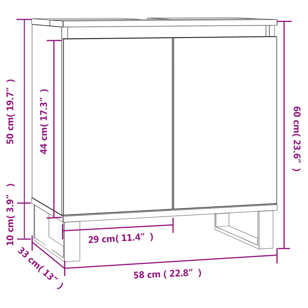 Bathroom Cabinet Concrete Grey 58x33x60 cm Engineered Wood