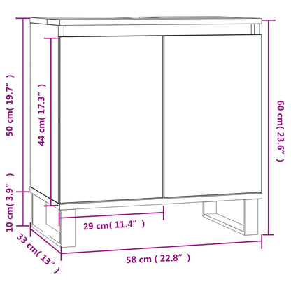 Bathroom Cabinet Concrete Grey 58x33x60 cm Engineered Wood